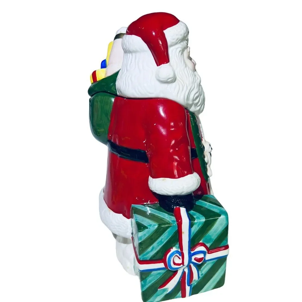 VTG Holiday Novelty 11.5” Tall Santa Claus Toys Snow Cookie Jar Canister & Box‎